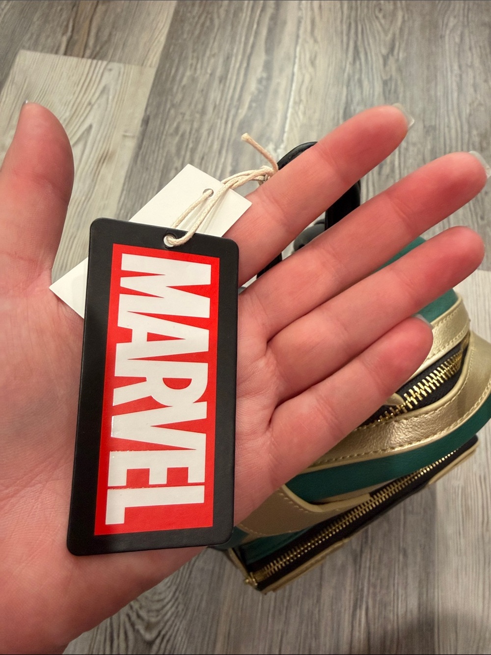 NWT Loungefly Marvel Loki Helmet Mini Backpack in Metallic Gold, Green & Black - Picture 4 of 11